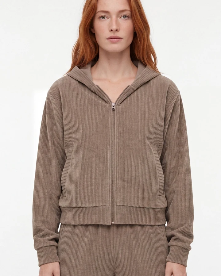 ORGANICATION Damen vegan Sweatjacke Aus Cord Jayya Gravel
