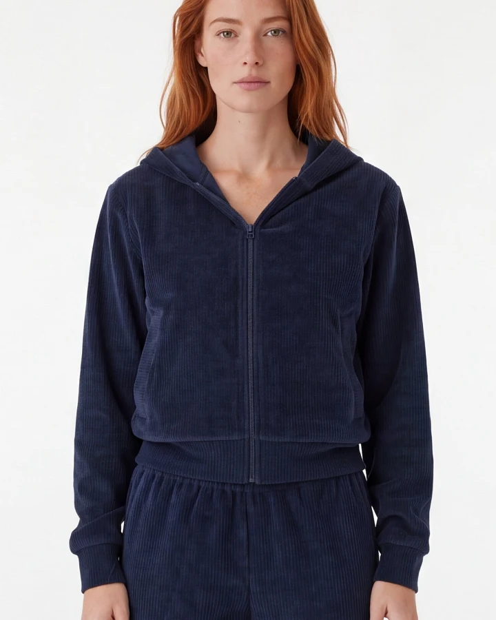 ORGANICATION Damen vegan Sweatjacke Aus Cord Jayya Marineblau
