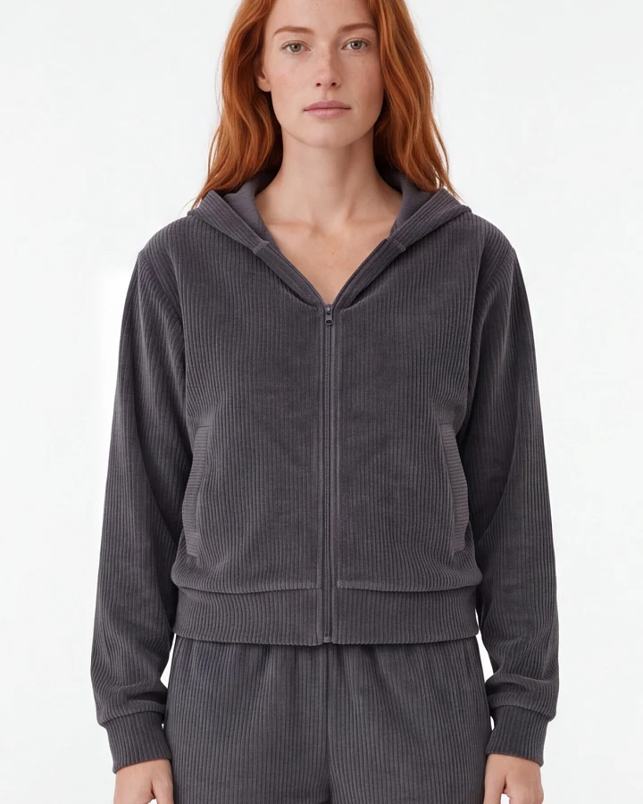 ORGANICATION Damen vegan Sweatjacke Aus Cord Jayya Shadow Grey