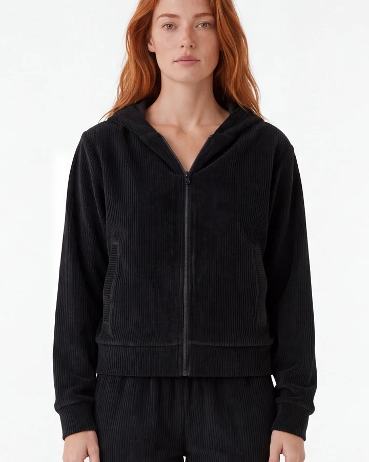 ORGANICATION Damen vegan Sweatjacke Aus Cord Von Jayya Schwarz