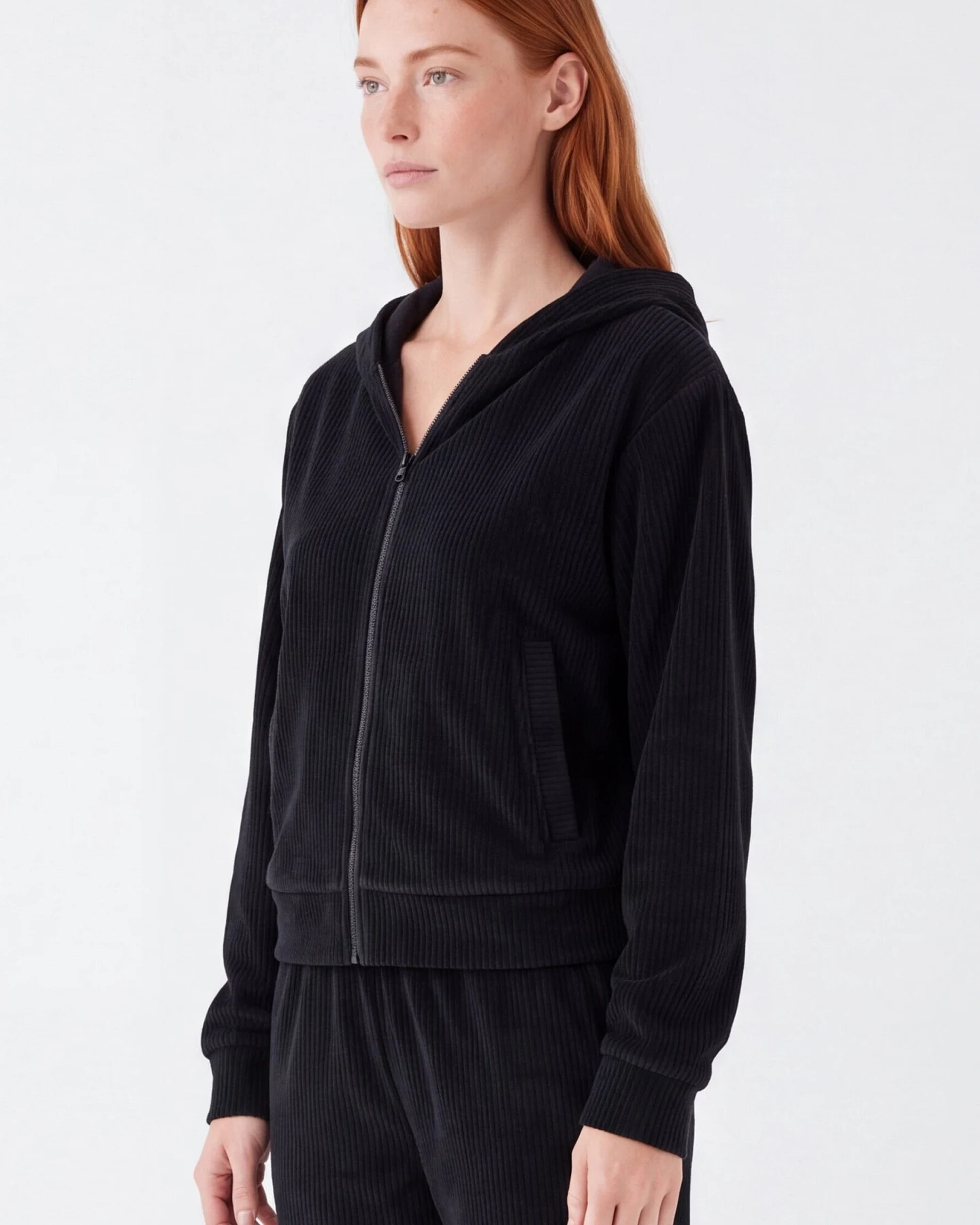 ORGANICATION Damen vegan Sweatjacke Aus Cord Von Jayya Schwarz – Ansicht 2