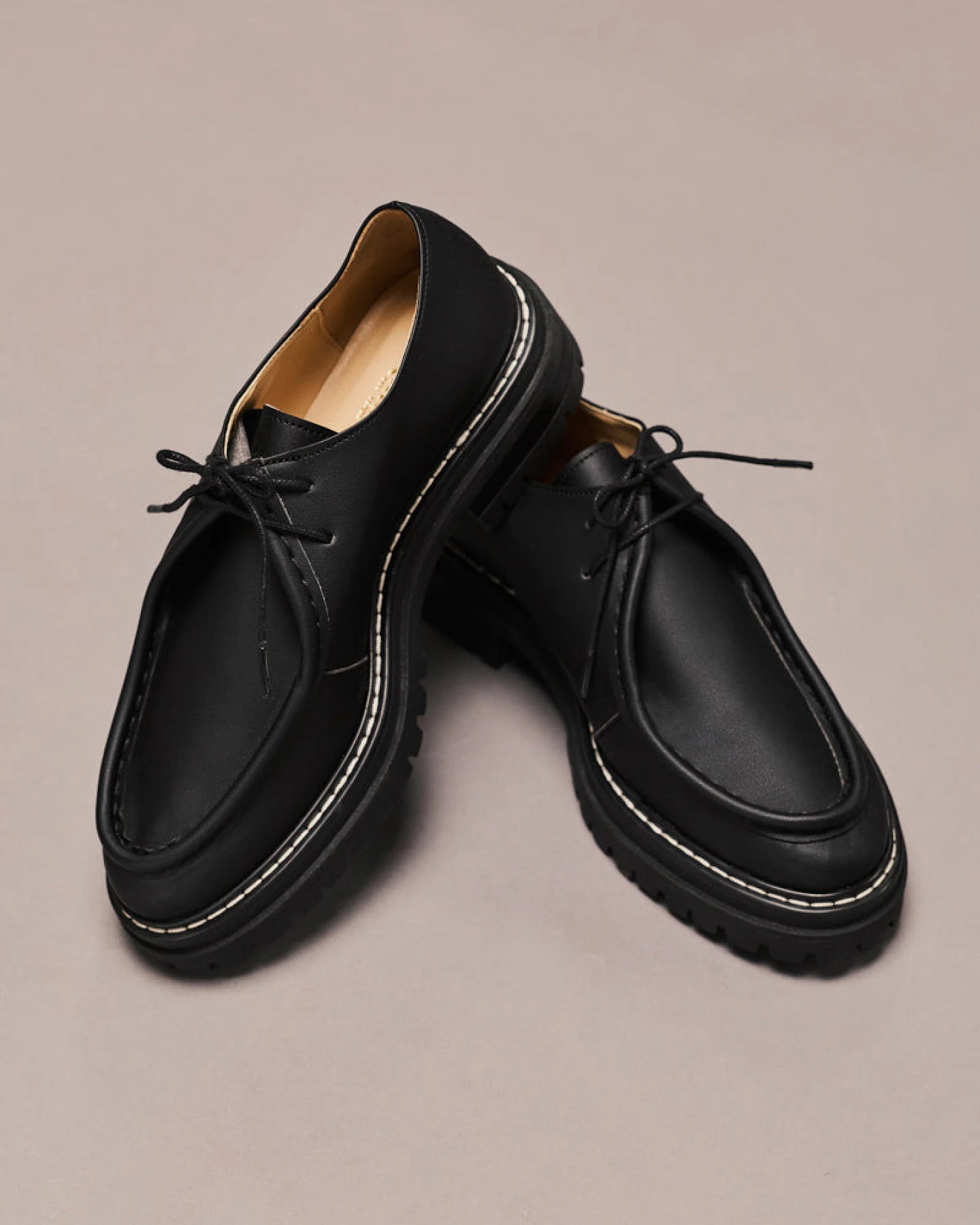 Minuit Sur Terre Damen vegan Derbyschuhe Echappée Schwarz – Ansicht 2