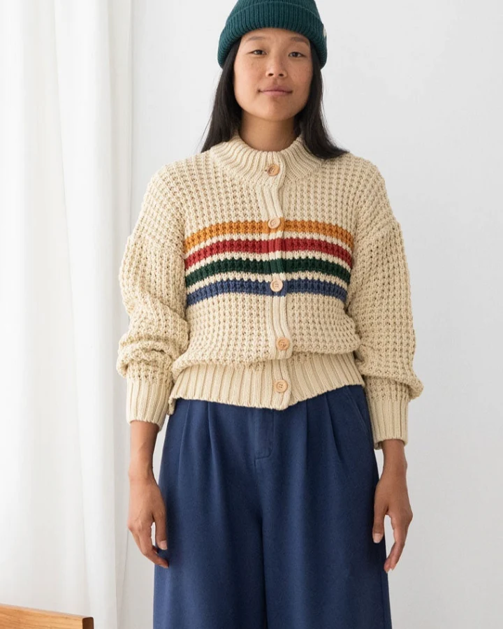 TWOTHIRDS Damen vegan Strickjacke Marettimo Mit Versetzten Streifen