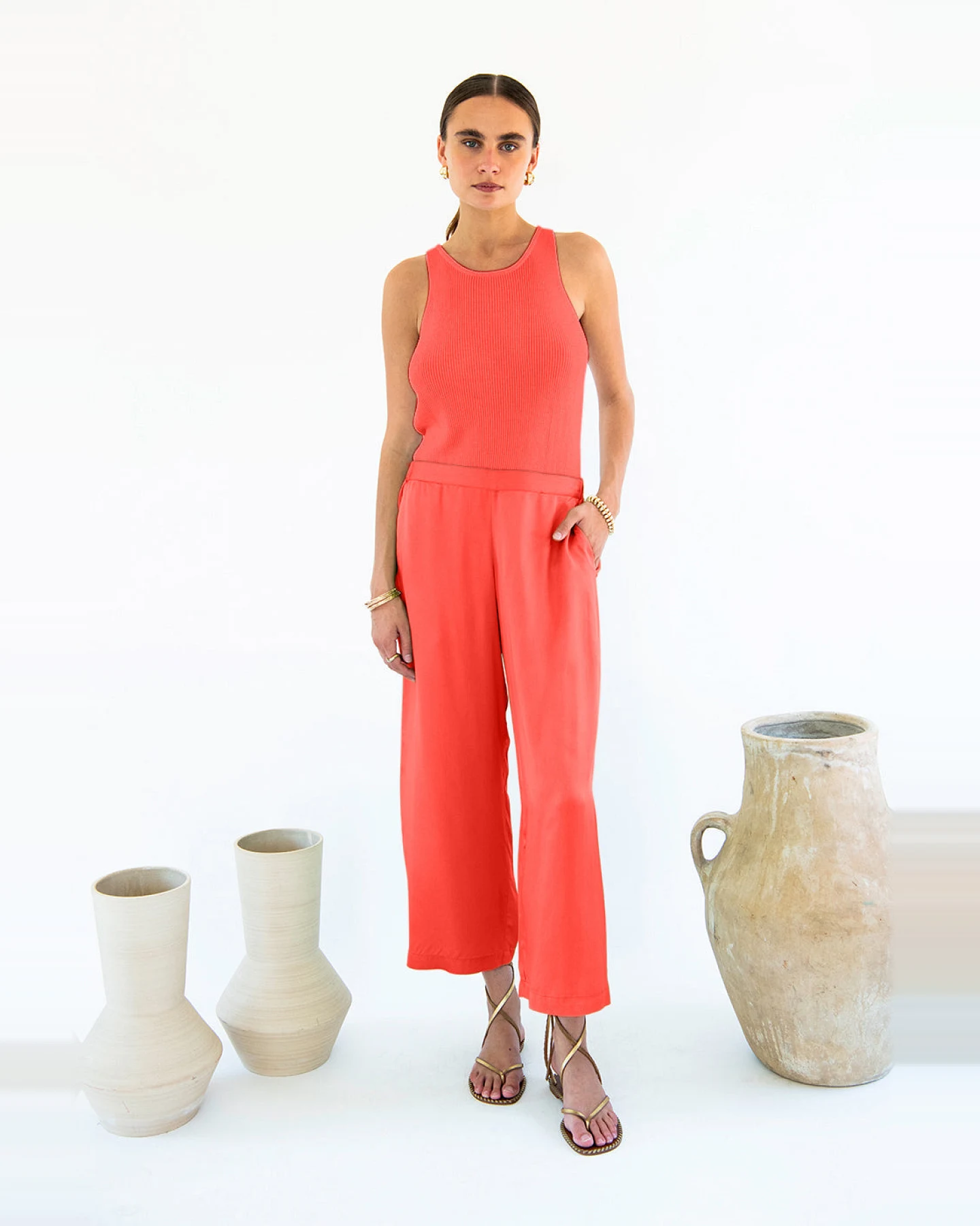 Neu Nomads Damen vegan Hose Cropped Palazzo Carina Coral – Ansicht 2