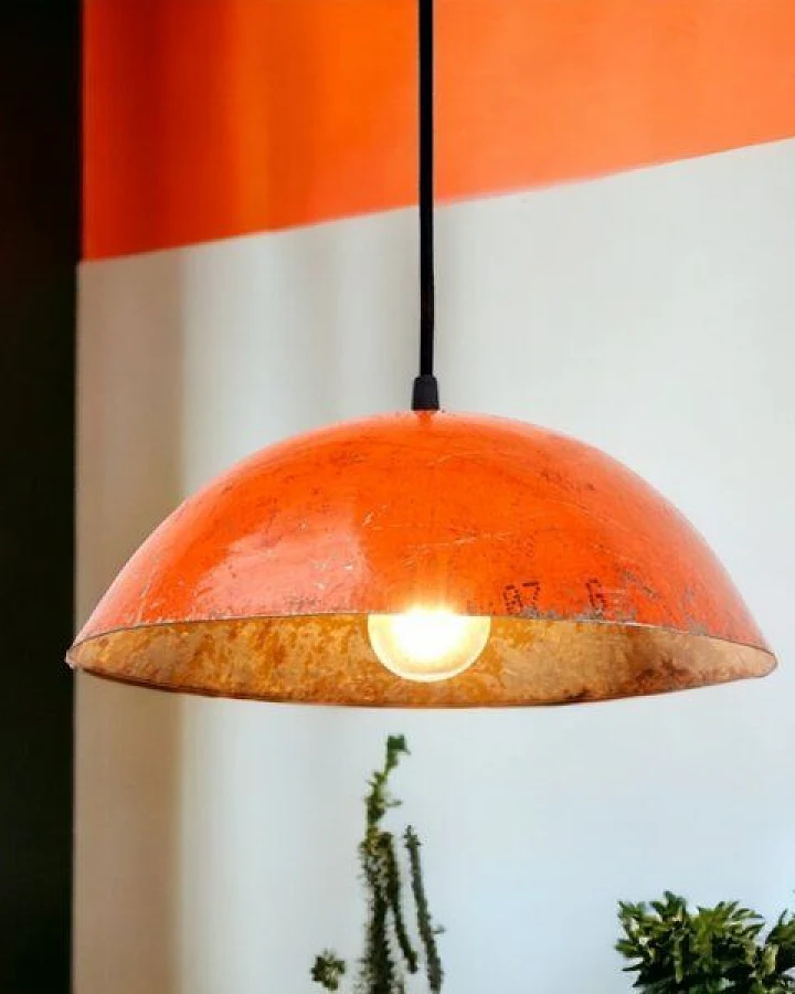 Moogoo Creative Africa Kleine Deckenleuchte aus recycelten Ölfässern 34cm Durchmesser Industrial Design Upcycling