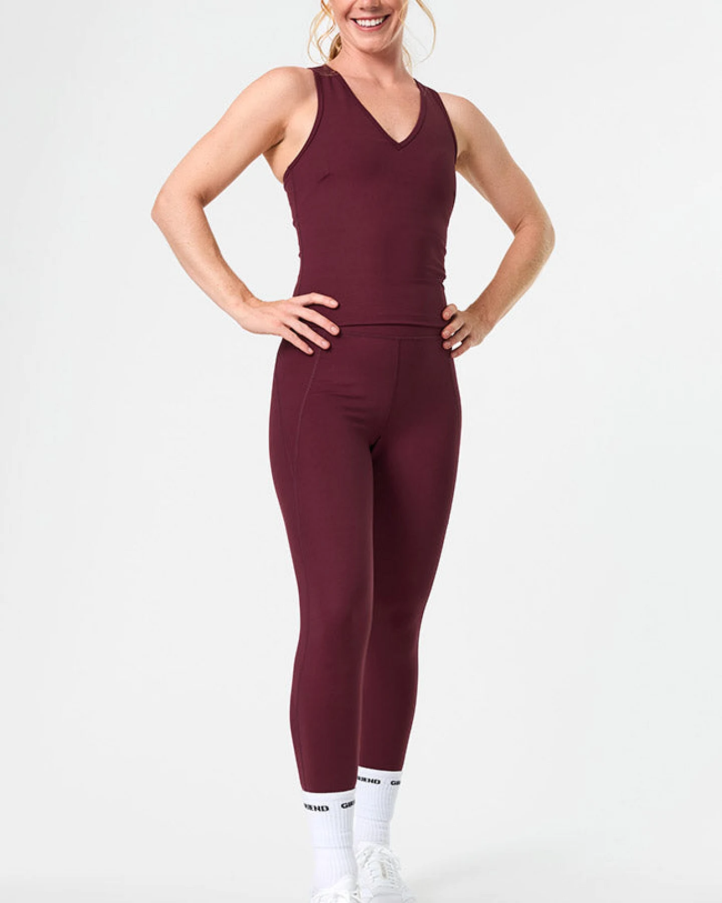 Girlfriend Collective Damen vegan Leggings Mit Hoher Taille Und Kompressionswirkung Von Mulberry – Ansicht 2