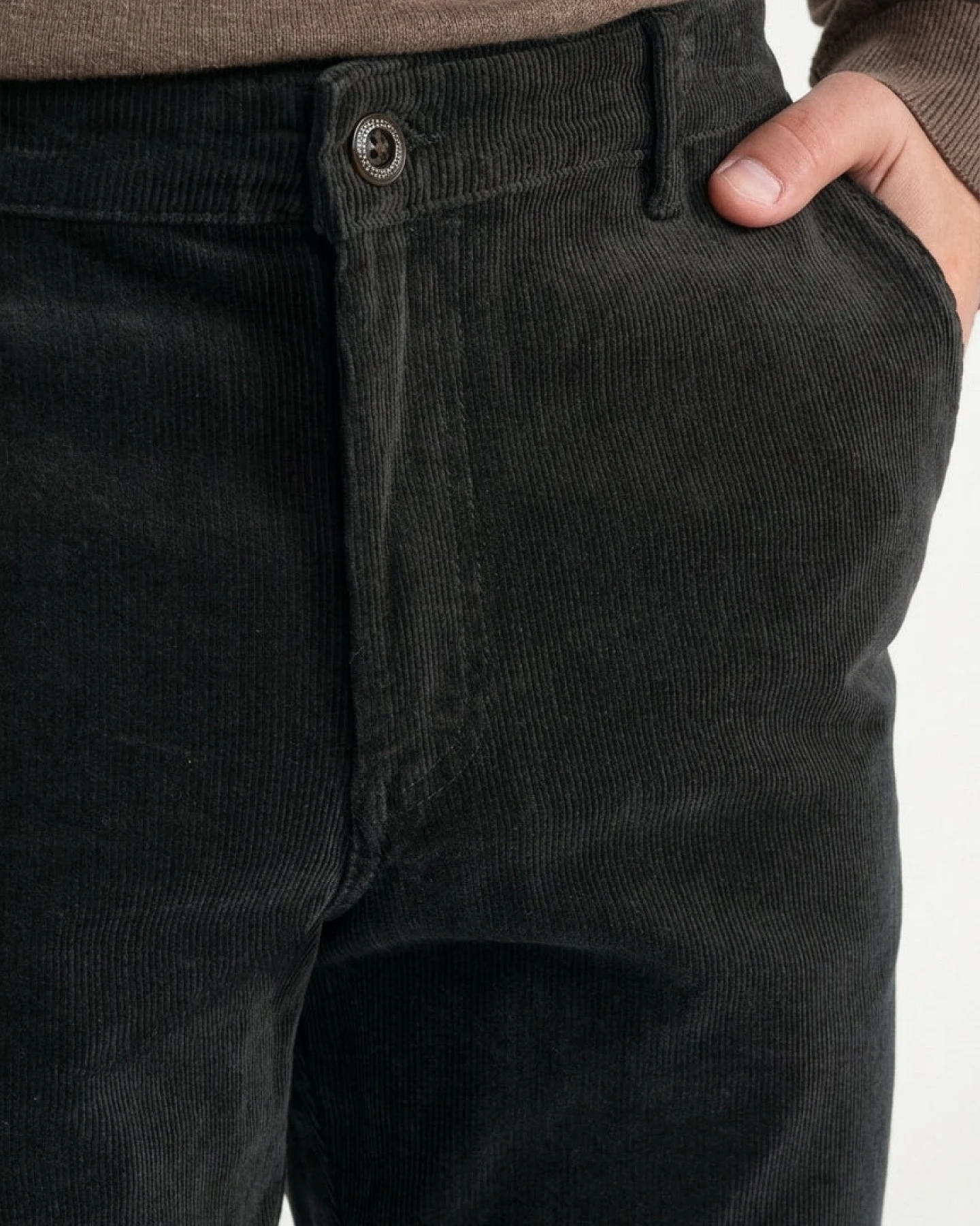 De IONESCU Herren vegan Hose Aus Cord Comarnic Grau – Ansicht 2