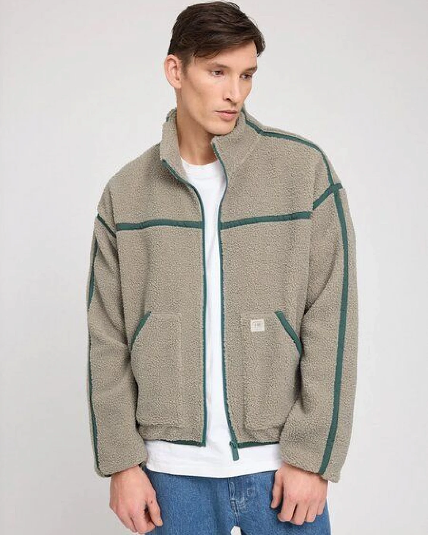 Mazine Herren Contrast Teddy-Fleece Jacke – Ansicht 2