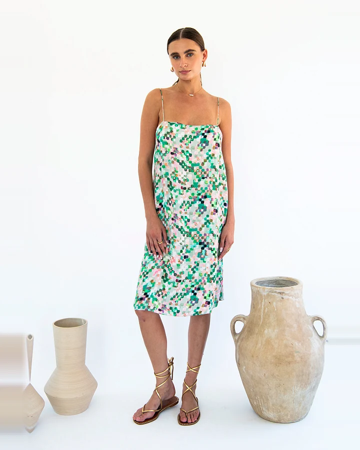 Neu Nomads Damen vegan Slip Dress Boxy Julianne Pixel Print