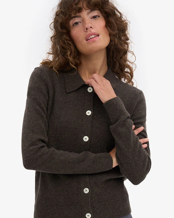 Wollcardigan Merino Collar Braun