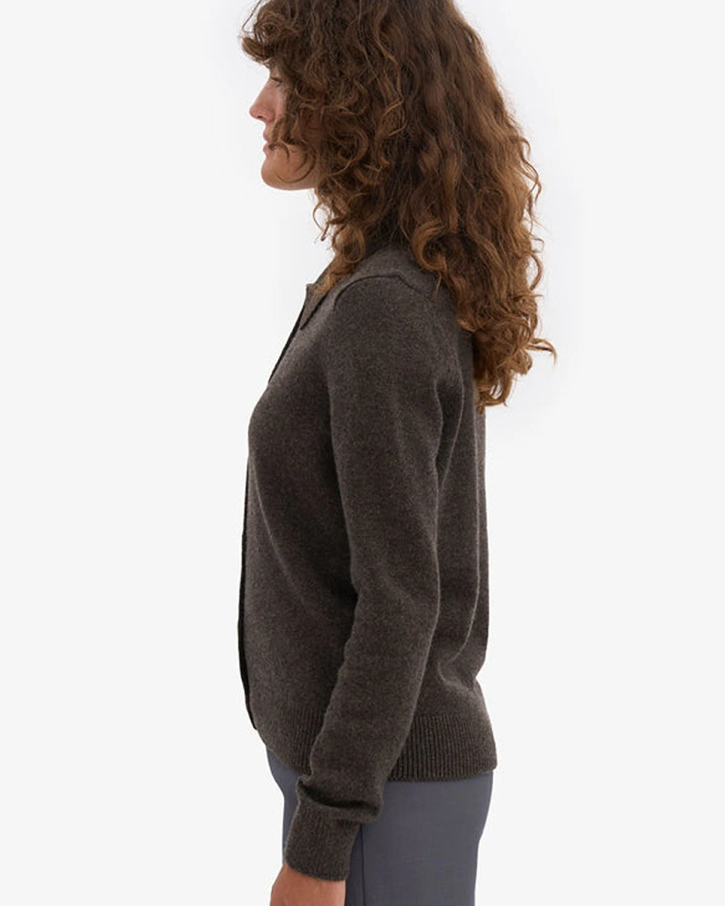 Wollcardigan Merino Collar Braun – Ansicht 4