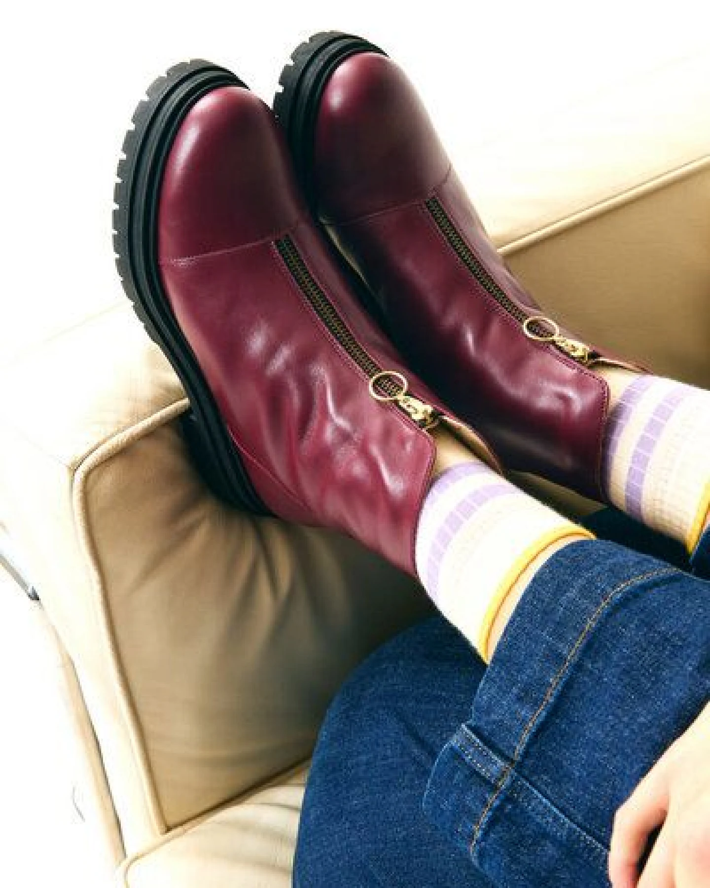Jutelaune Lorna Burgundy Zip Boots – Ansicht 3