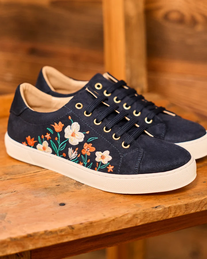 Minuit Sur Terre Damen vegan Sneaker Virevolte Nuit Fleurie Schwarz