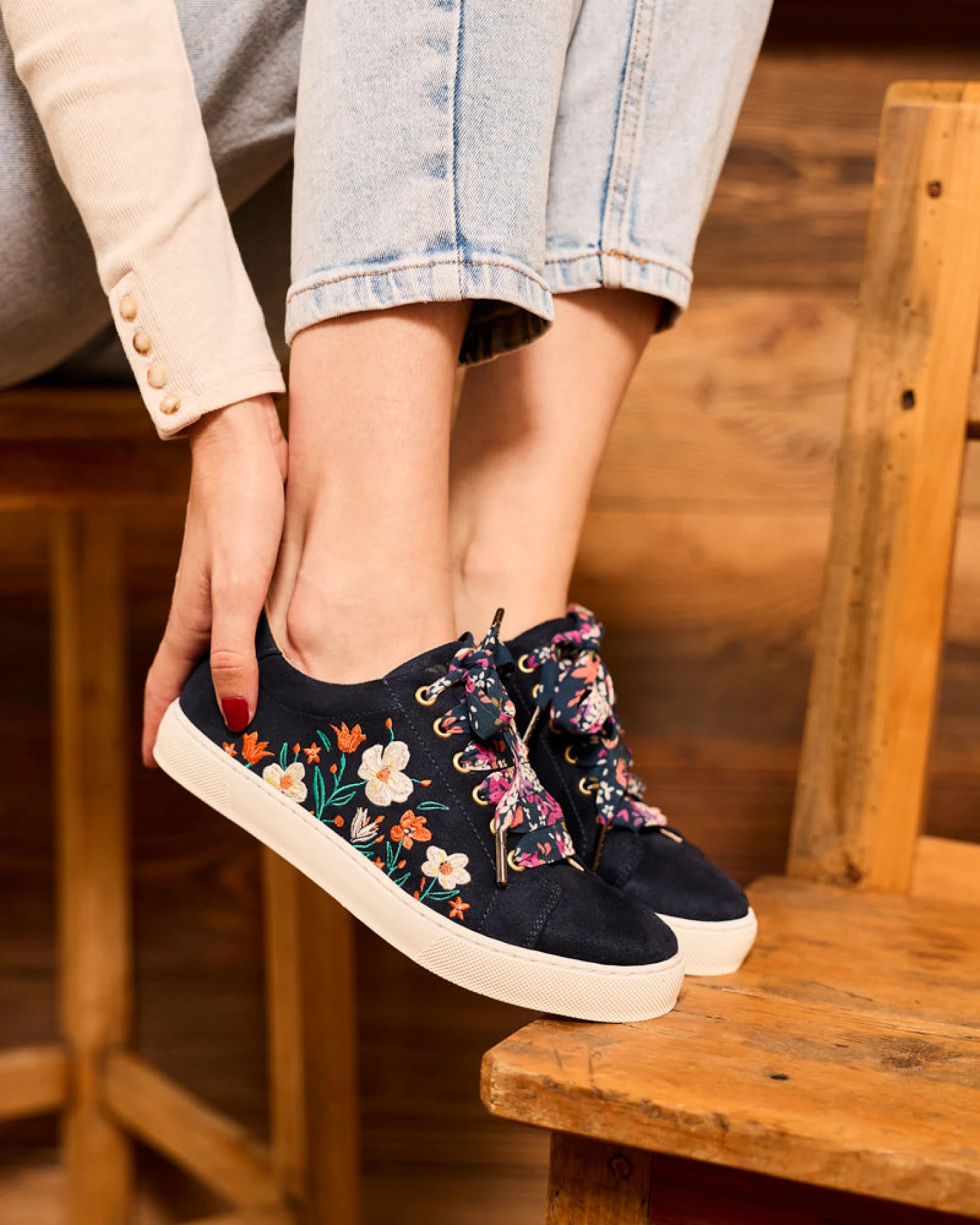 Minuit Sur Terre Damen vegan Sneaker Virevolte Nuit Fleurie Schwarz – Ansicht 2