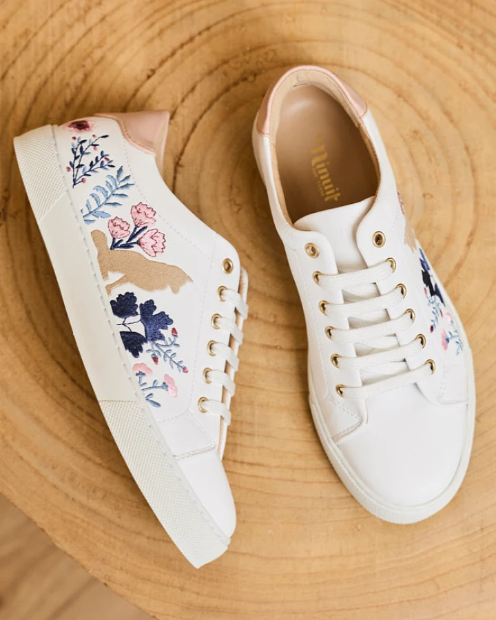Minuit Sur Terre Damen vegan Sneaker Virevolte Cannelle Weiß