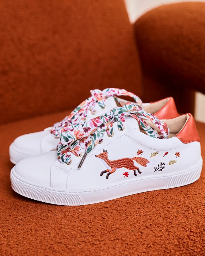 Minuit Sur Terre Damen vegan Sneaker Virevolte Renard Weiß