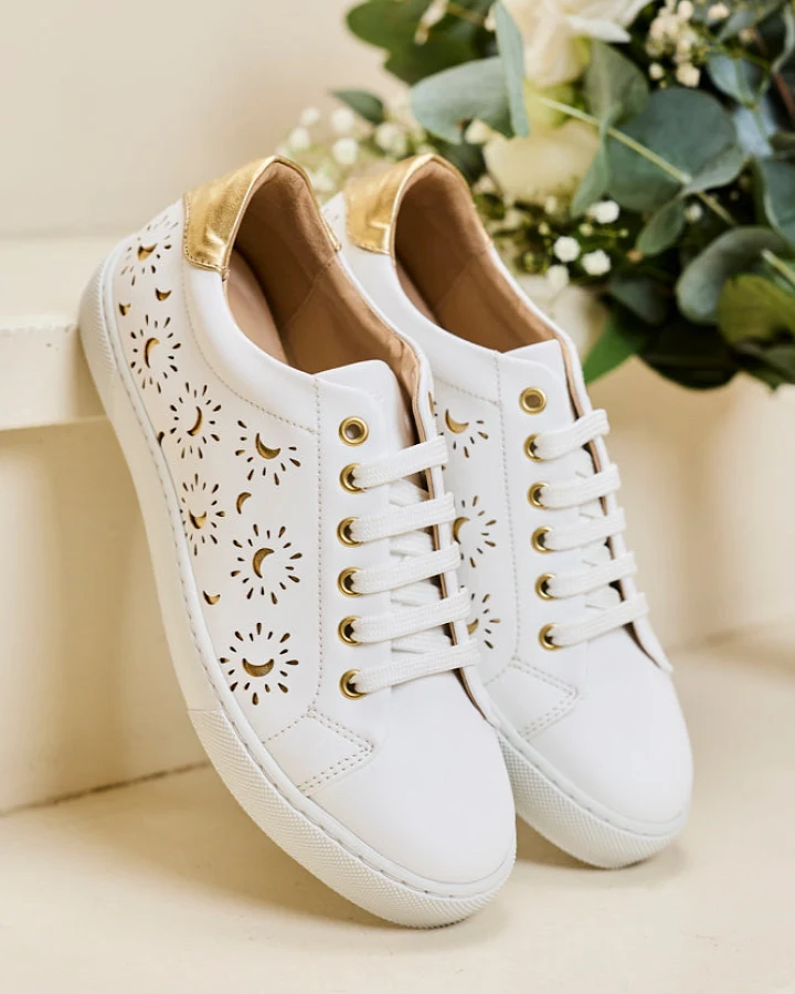 Minuit Sur Terre Damen vegan Sneaker Virevolte Lunes Creme Gold
