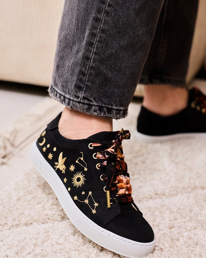Minuit Sur Terre Damen vegan Sneaker Virevolte Astro Noir Schwarz