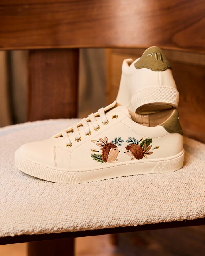 Minuit Sur Terre Damen vegan Sneaker Virevolte Hérisson Weiß