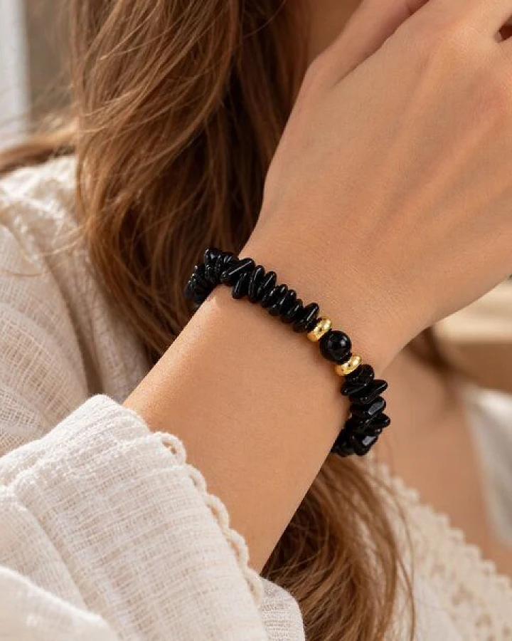 Janselo Armband mit schwarzen Steinsplittern