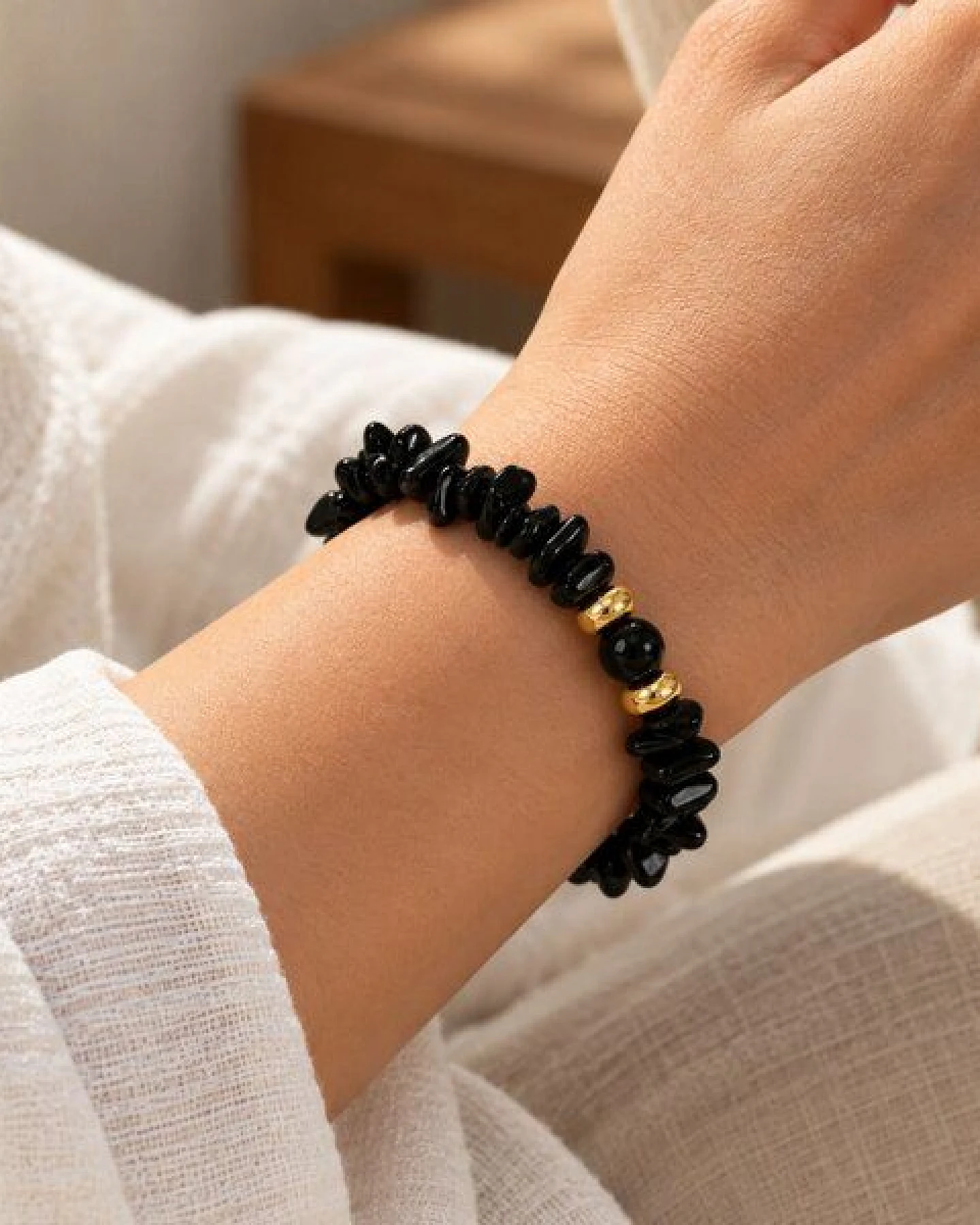 Janselo Armband mit schwarzen Steinsplittern – Ansicht 3