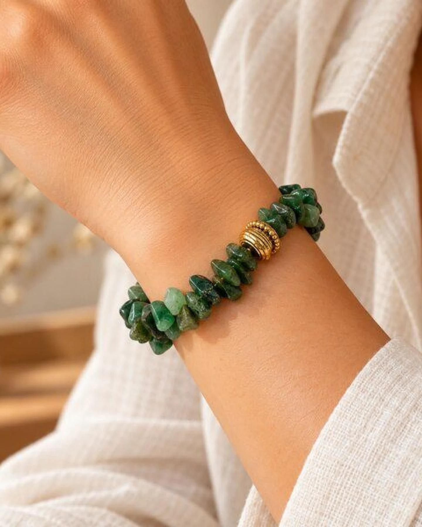 Janselo Armband mit dunkelgrünen Steinsplittern – Ansicht 4