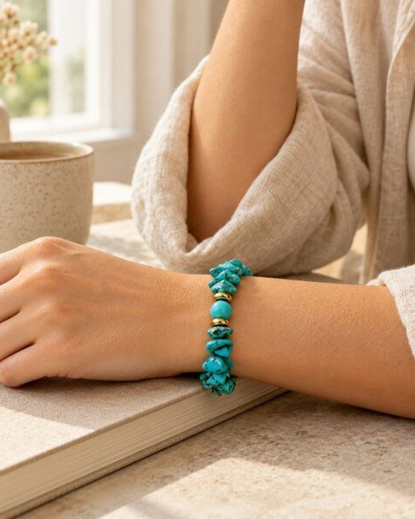 Janselo Armband mit türkisfarbenen Steinsplittern – Ansicht 4