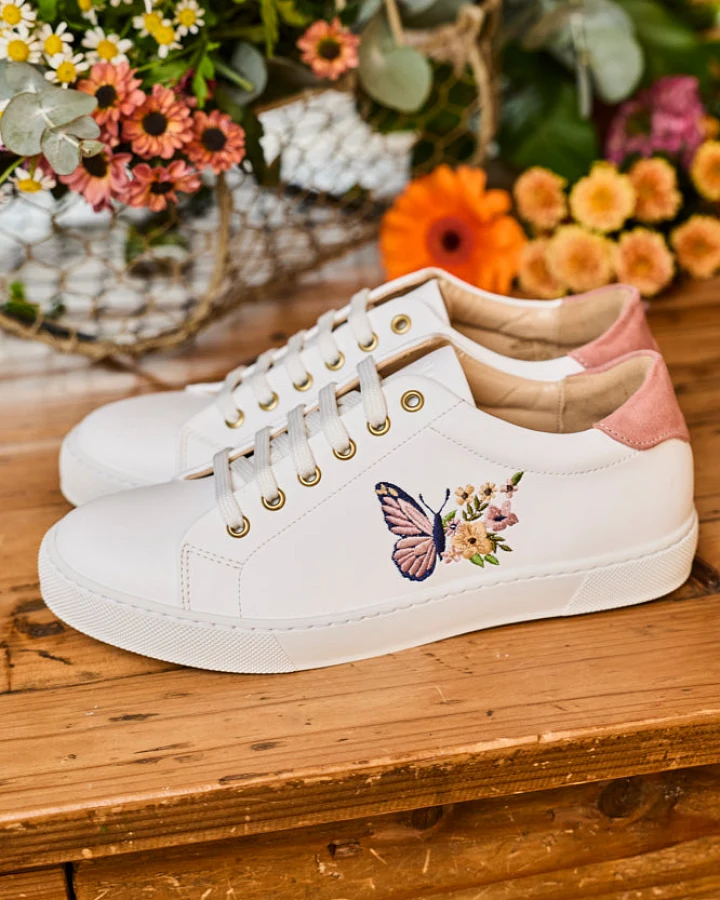 Minuit Sur Terre Damen vegan Sneaker Virevolte Papillon Weiß