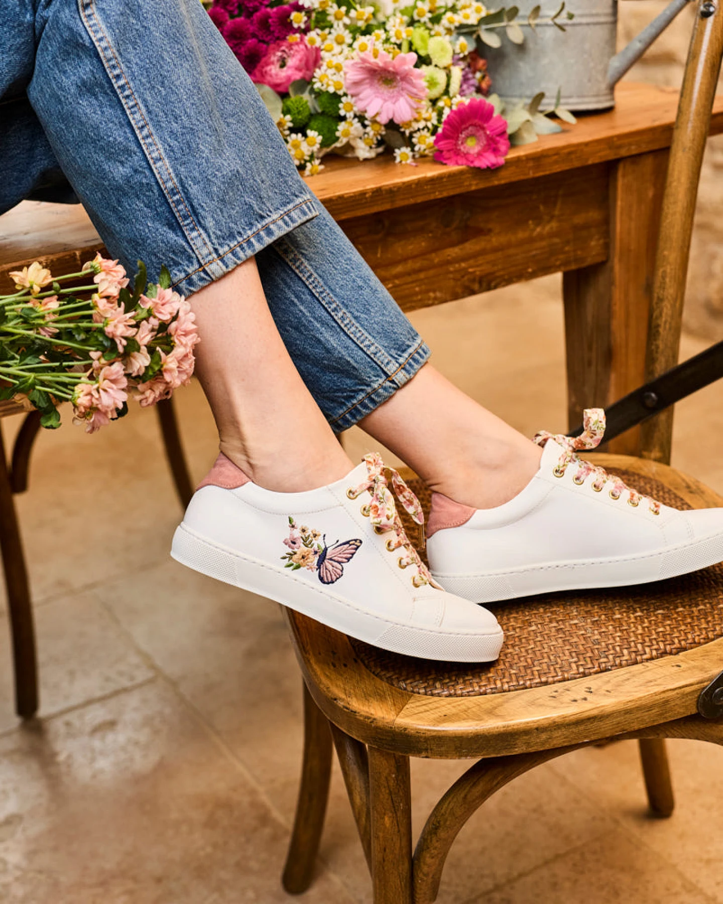 Minuit Sur Terre Damen vegan Sneaker Virevolte Papillon Weiß – Ansicht 2