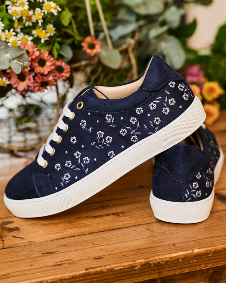 Minuit Sur Terre Damen vegan Sneaker Virevolte Petites Fleurs Bleues Blau