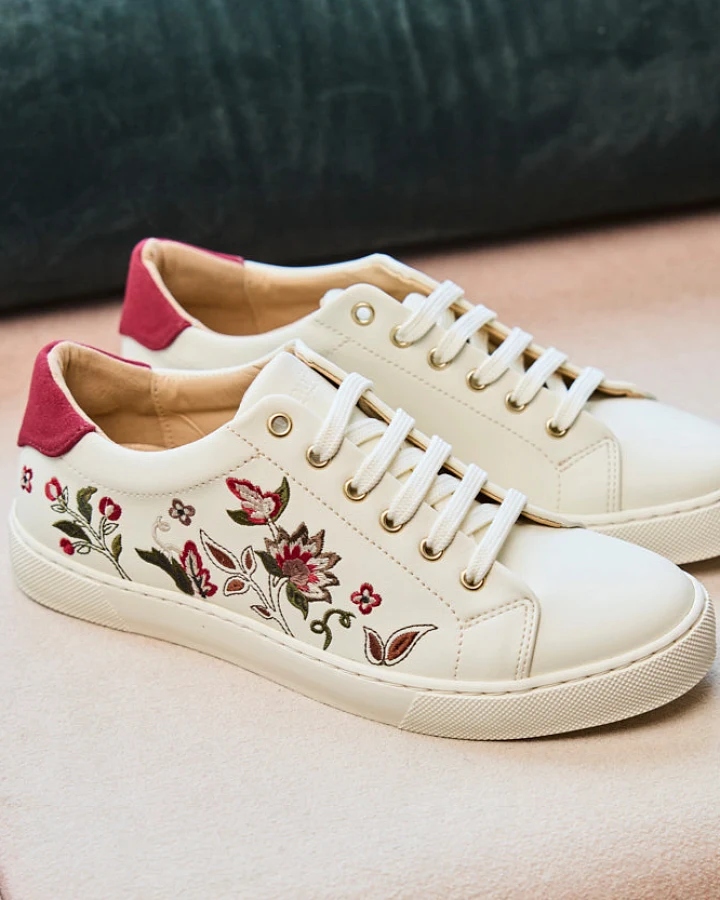 Minuit Sur Terre Damen vegan Sneaker Virevolte Folklore Creme
