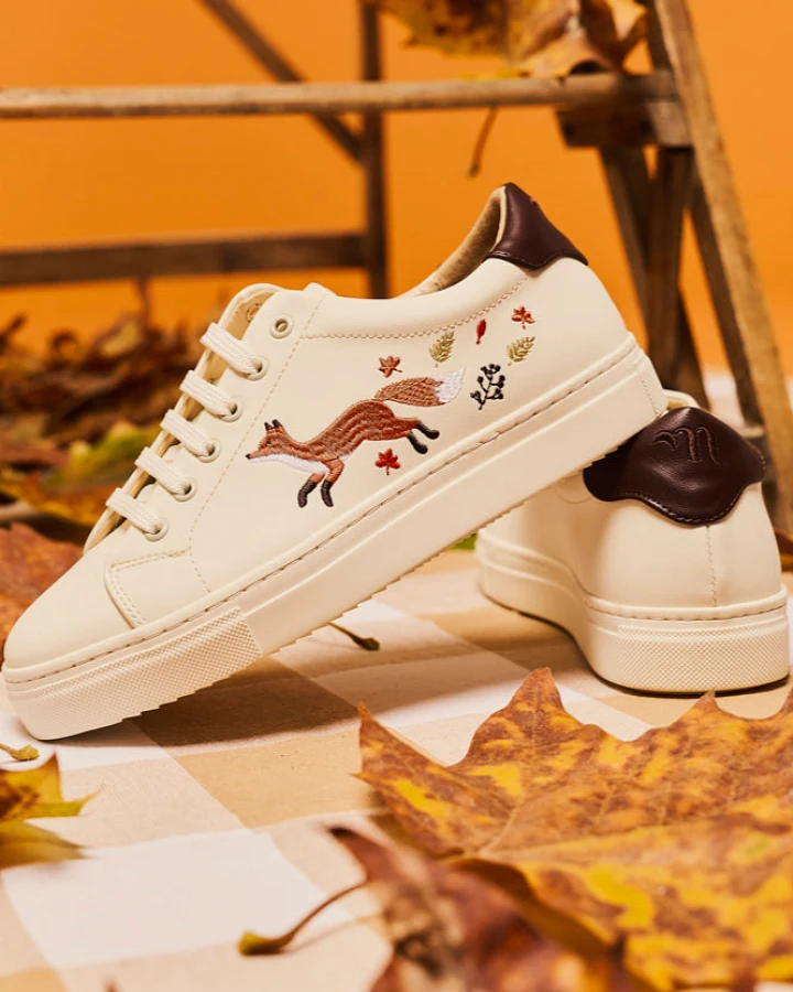 Minuit Sur Terre Damen vegan Sneaker Bellecombe Renard Weiß