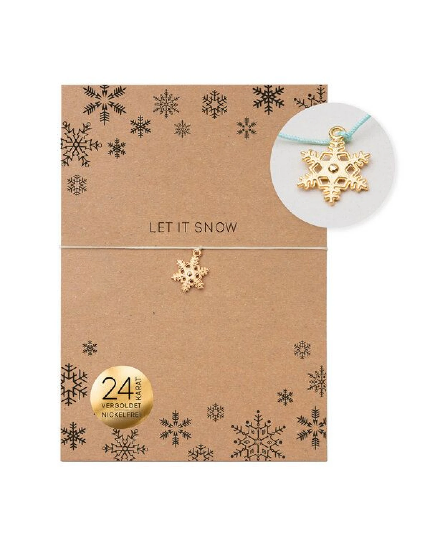 Bow & Hummingbird Schneeflocken Armband „Let it Snow“ – Weihnachtsarmband in Mint oder Creme, 24 Karat vergoldet, kleines Geschenk für Weihnachten – Ansicht 2