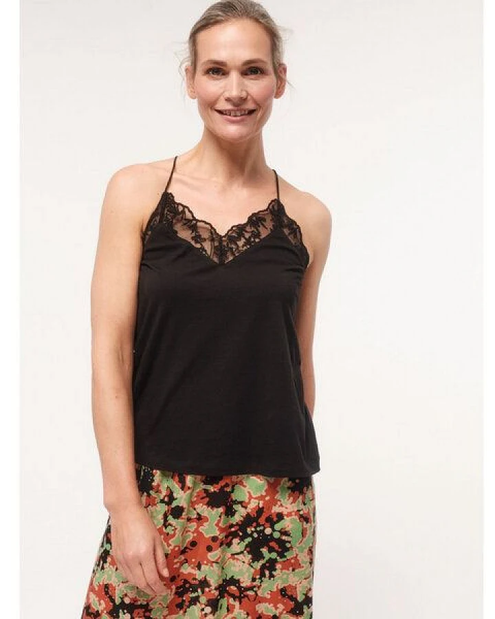 LANIUS Top mit Spitze aus Bio-Baumwolle