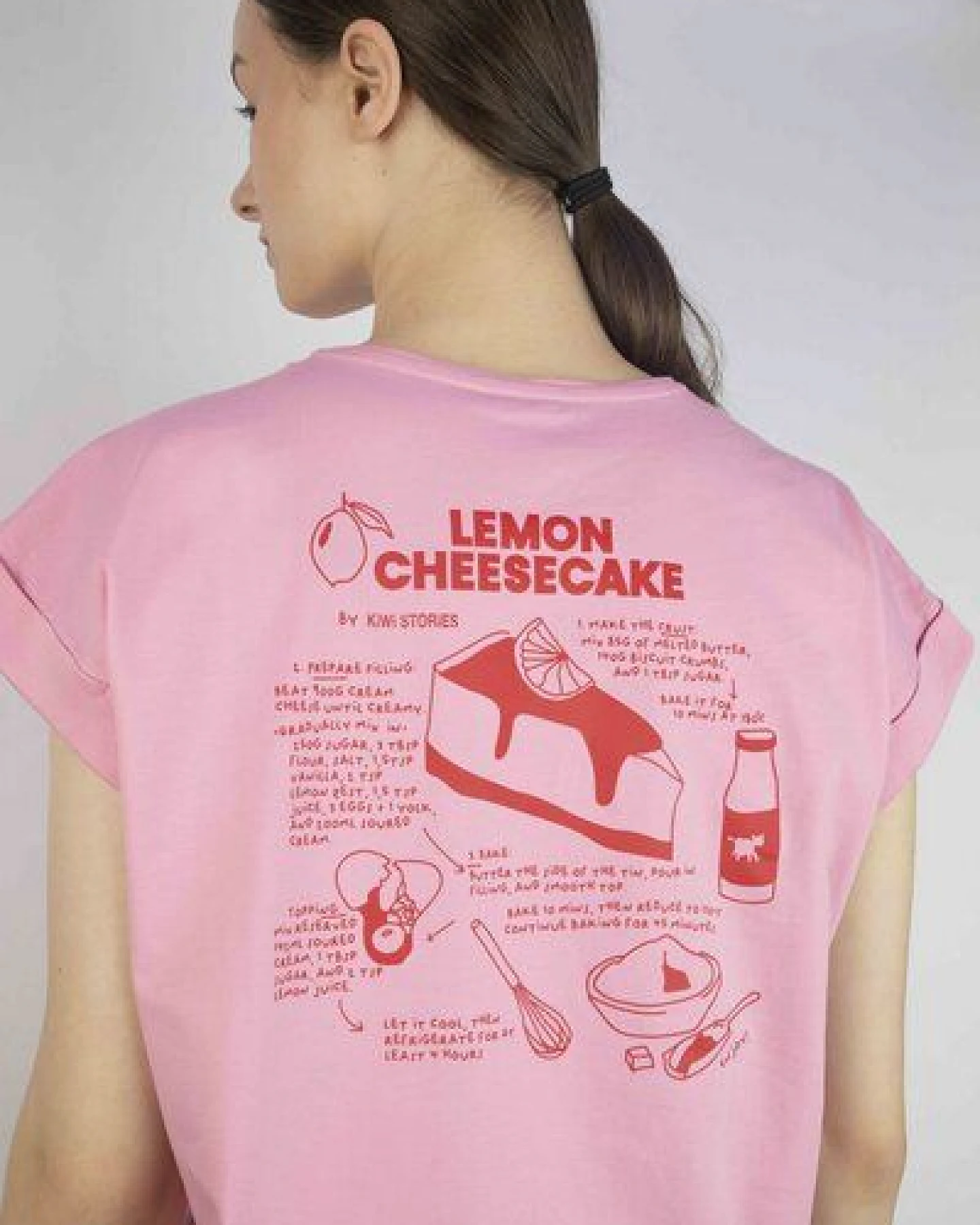 Kiwistories T-Shirt Kurzarm- 100%Org Baumwolle- Cheesecake Print - rosa – Ansicht 3