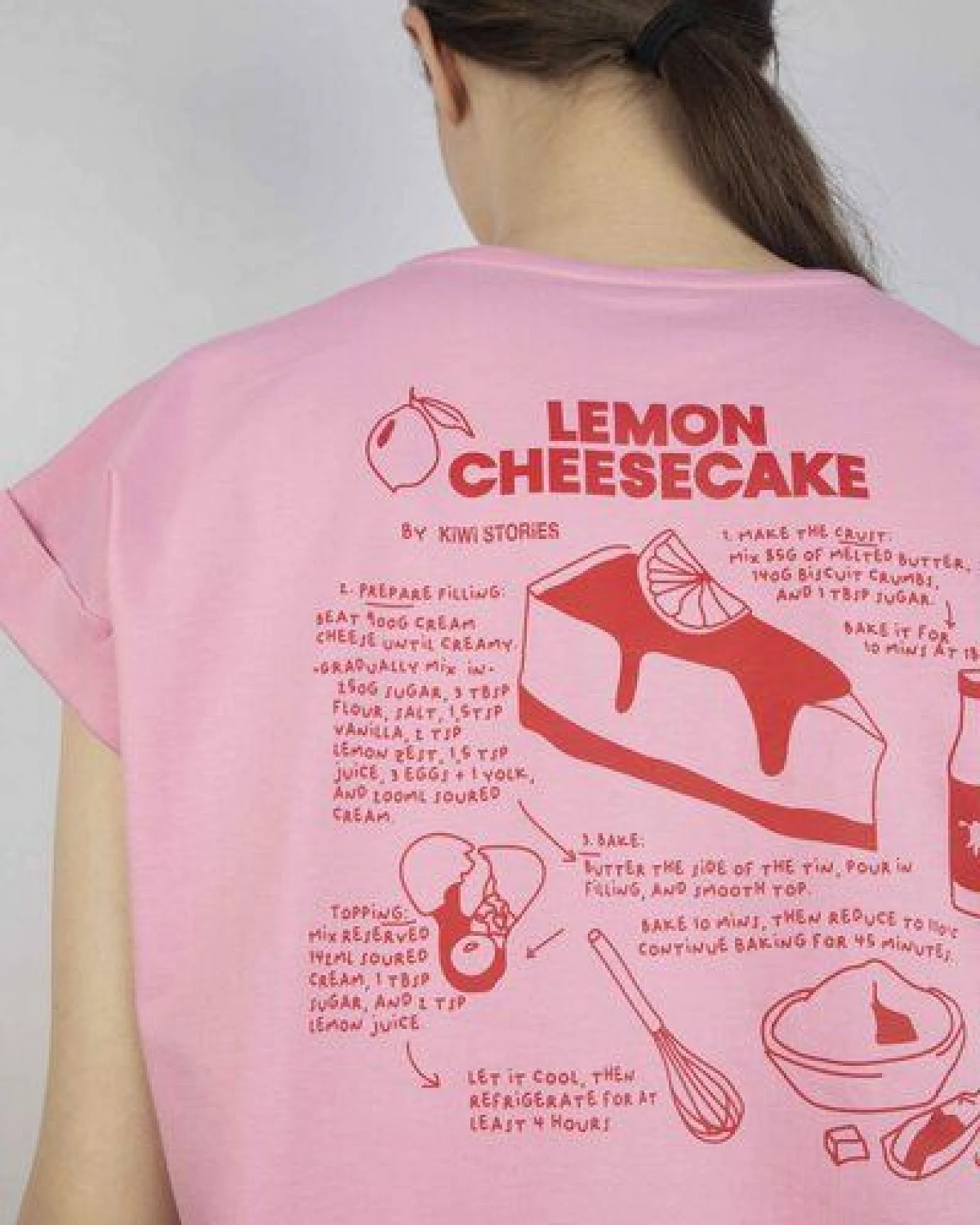 Kiwistories T-Shirt Kurzarm- 100%Org Baumwolle- Cheesecake Print - rosa – Ansicht 4