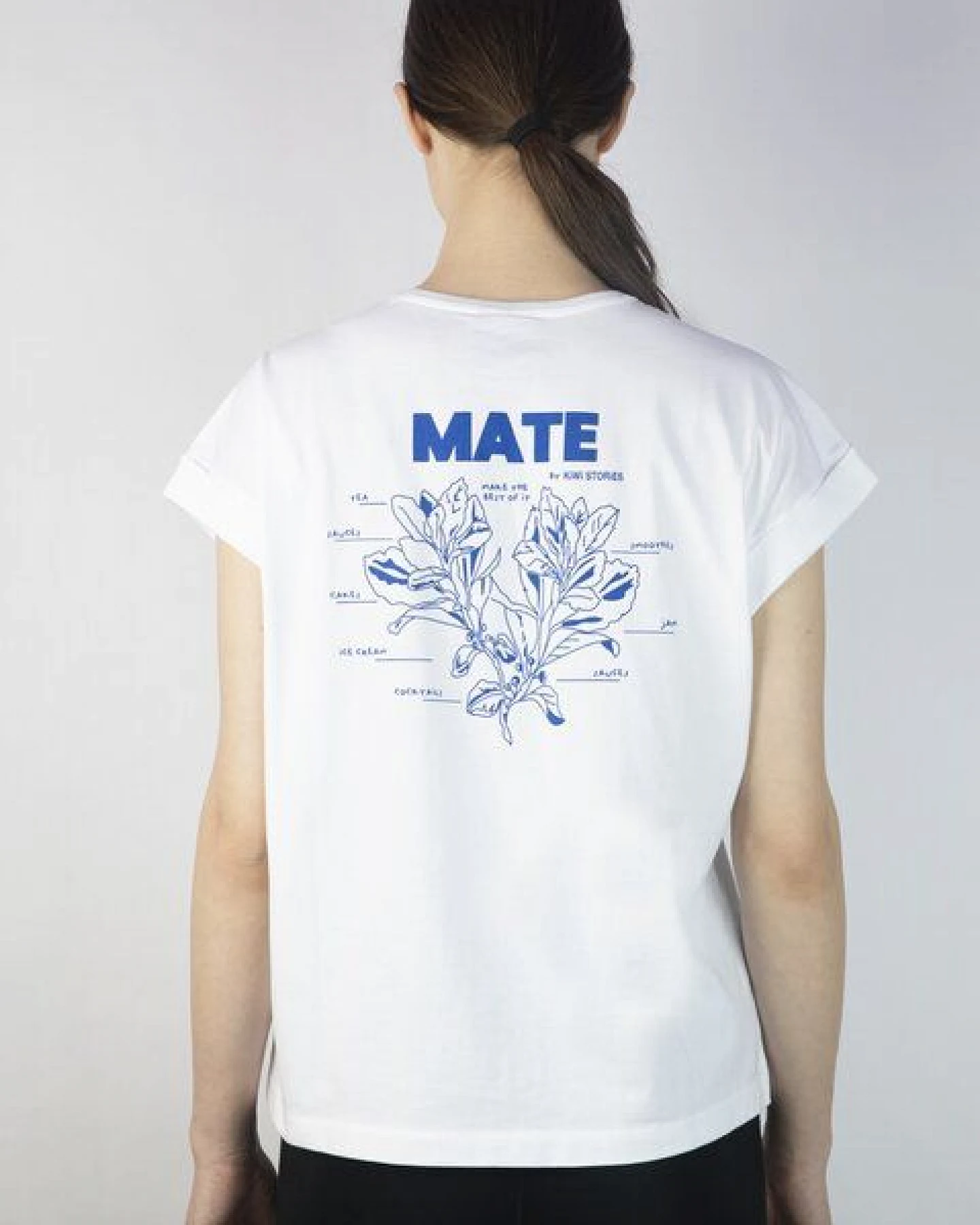 Kiwistories T-Shirt Kurzarm- 100%Org Baumwolle- Mate Print - weiß – Ansicht 2