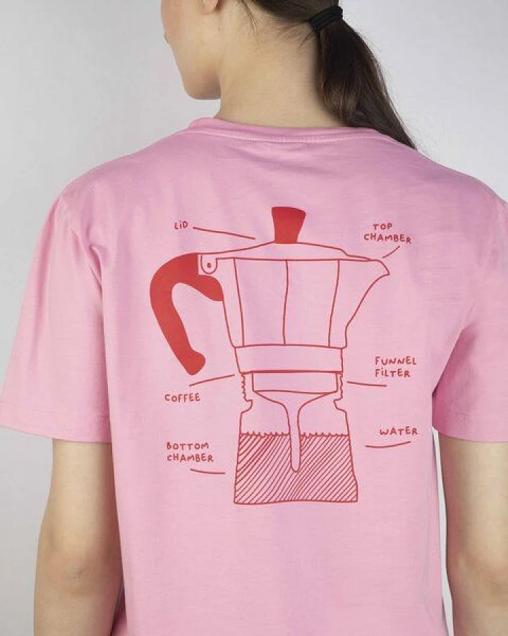 Kiwistories T-Shirt Unisex- 100%Org Baumwolle- Kaffee Print - rosa