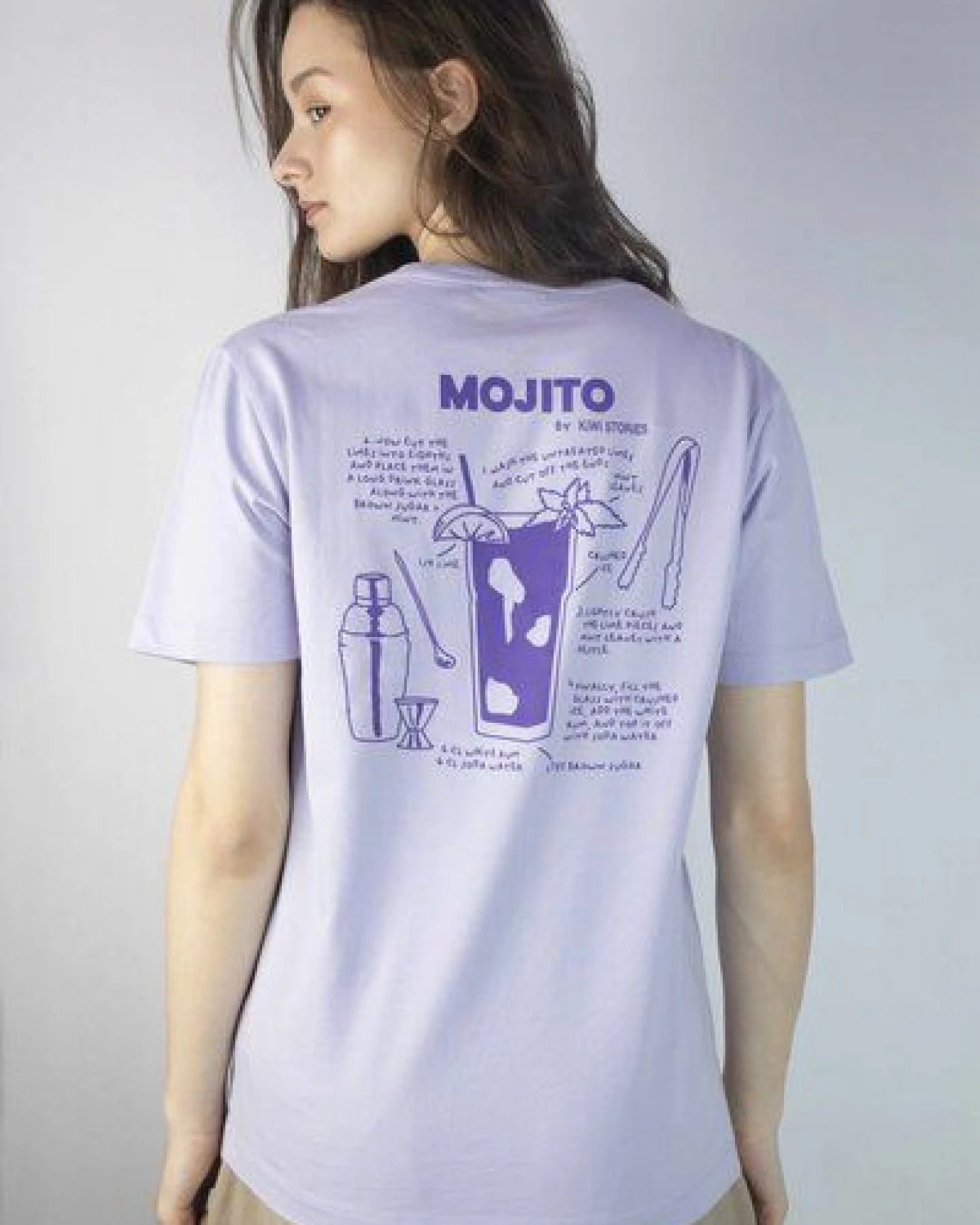 Kiwistories T-Shirt Unisex- 100%Org Baumwolle- Mojito Print - flieder – Ansicht 2