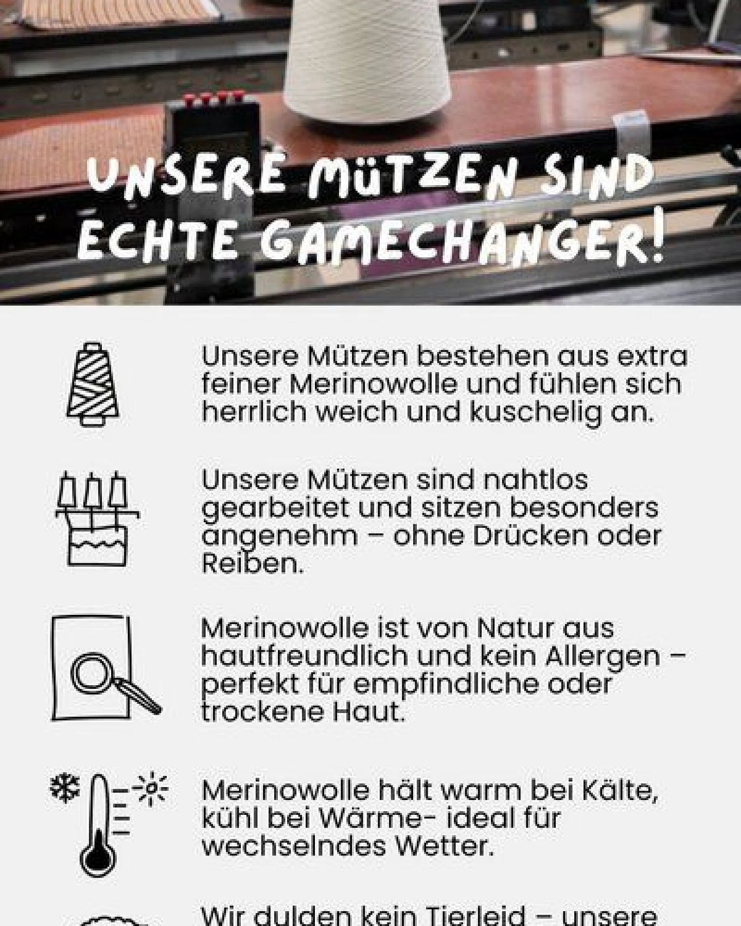 Strickmütze aus Merinowolle, abstehend Unisex Kiwistories – Ansicht 4