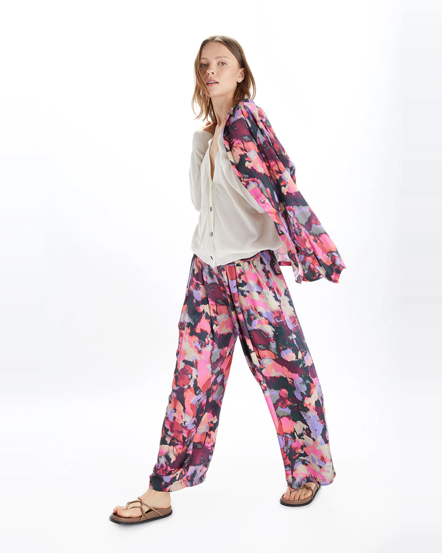 Neu Nomads Damen vegan Hose Cropped Palazzo Gem Print – Ansicht 2