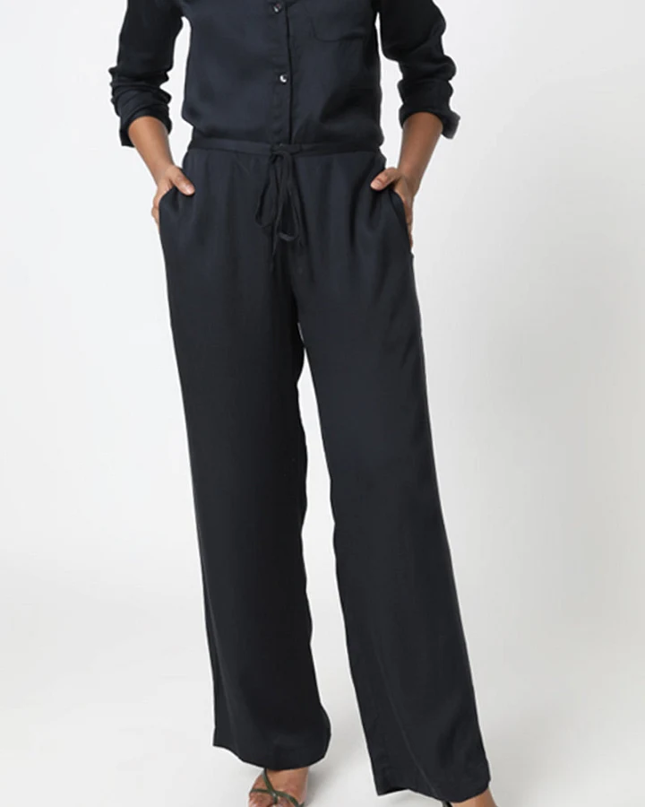 Neu Nomads Damen vegan Hose Palazzo Weites Bein Schwarz