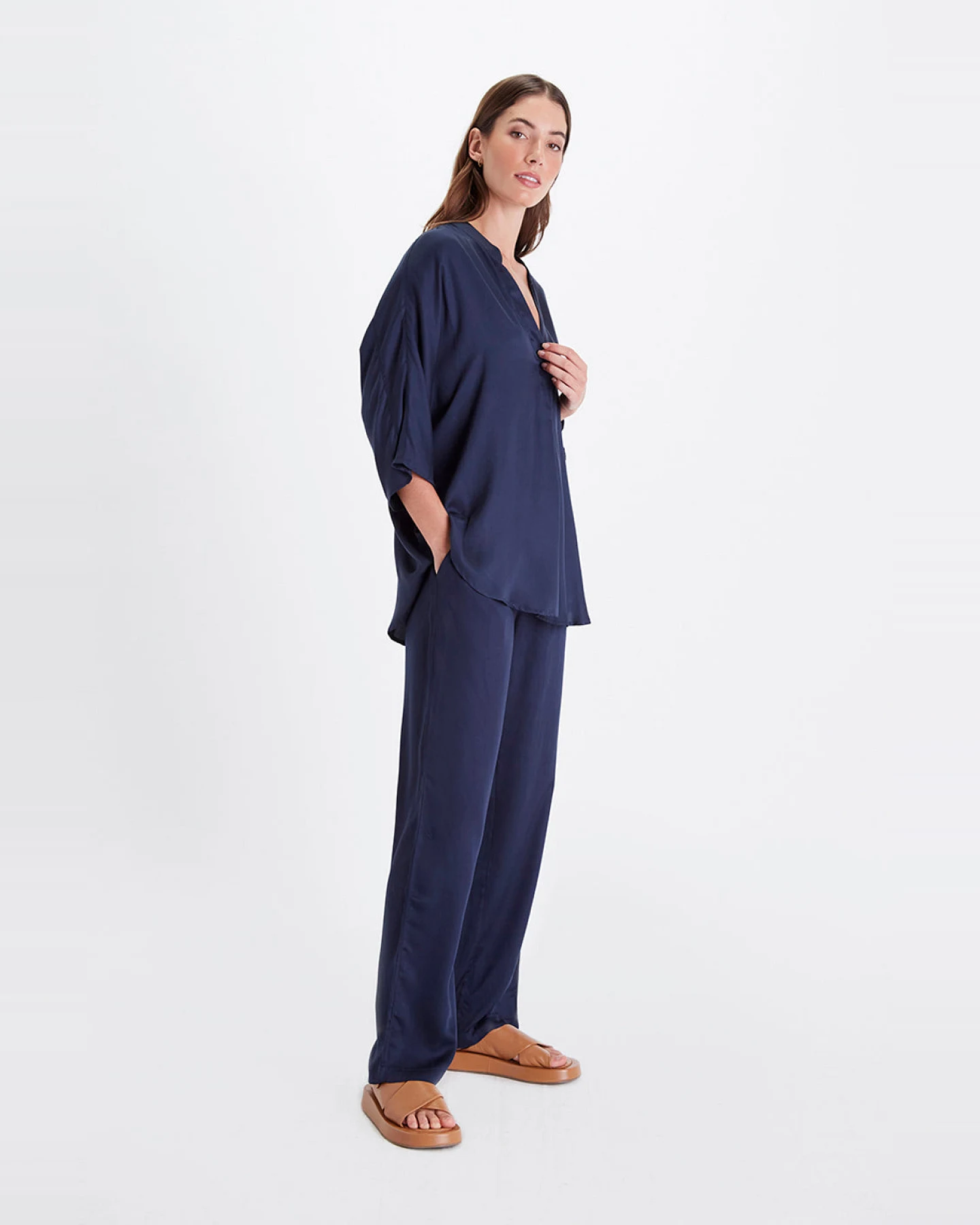 Neu Nomads Damen vegan Bluse Kerala Mitternacht – Ansicht 2