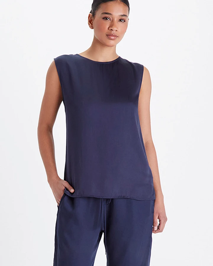 Neu Nomads Damen vegan Bluse Ärmellos Bardot Mitternacht