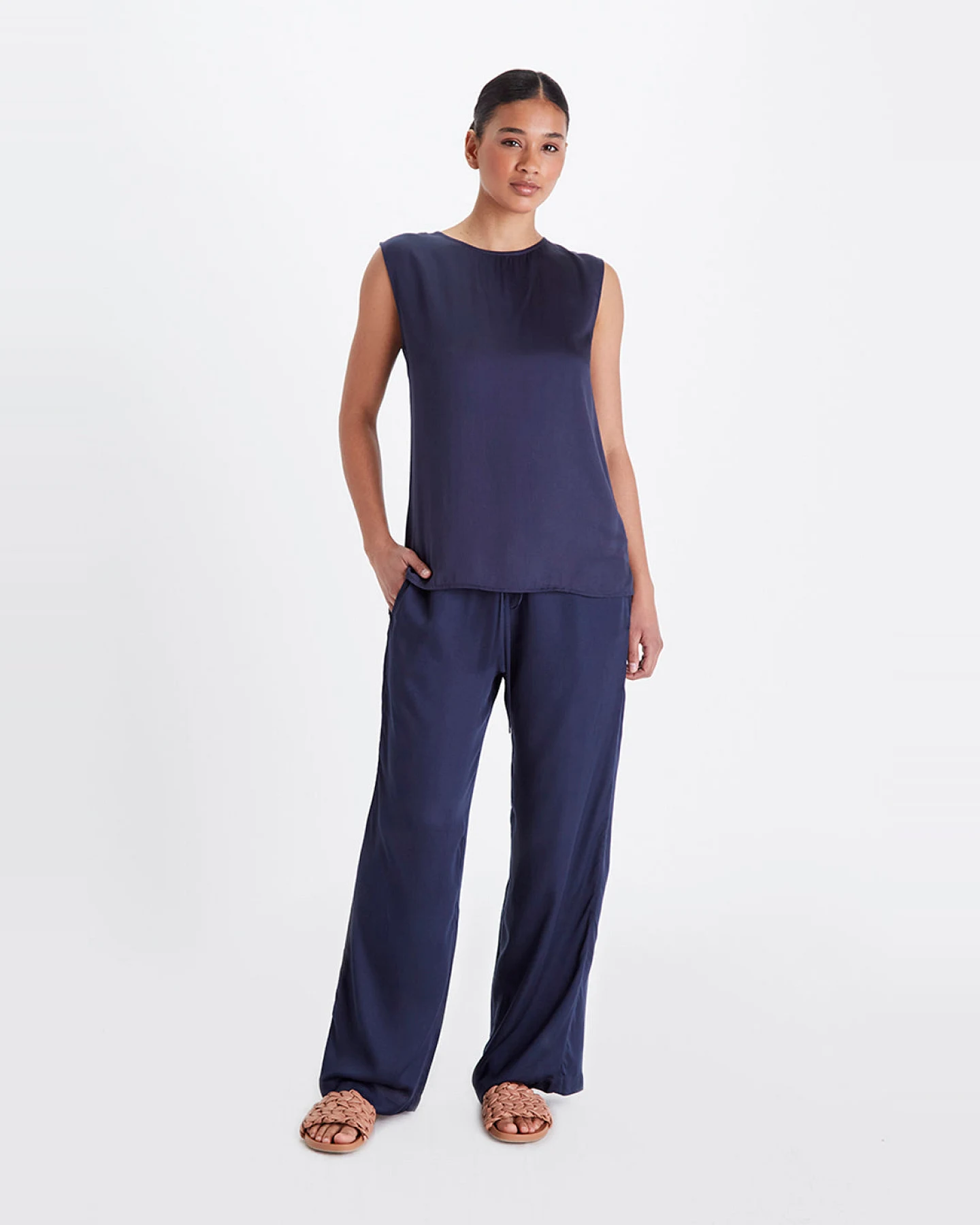 Neu Nomads Damen vegan Bluse Ärmellos Bardot Mitternacht – Ansicht 2