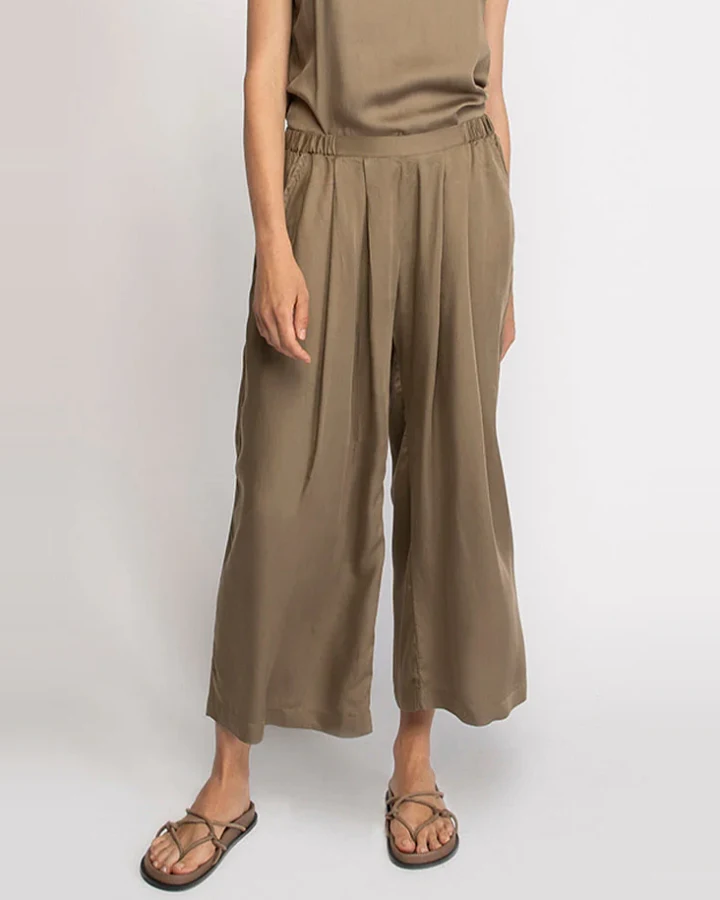 Neu Nomads Damen vegan Hose Cropped Palazzo Khaki