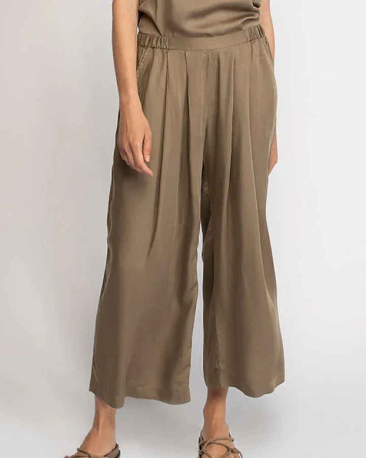 Neu Nomads Damen vegan Hose Cropped Palazzo Khaki