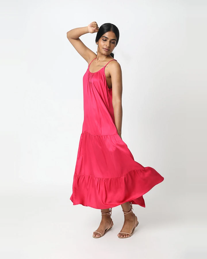 Neu Nomads Damen vegan Kleid Barcelona Fuchsia