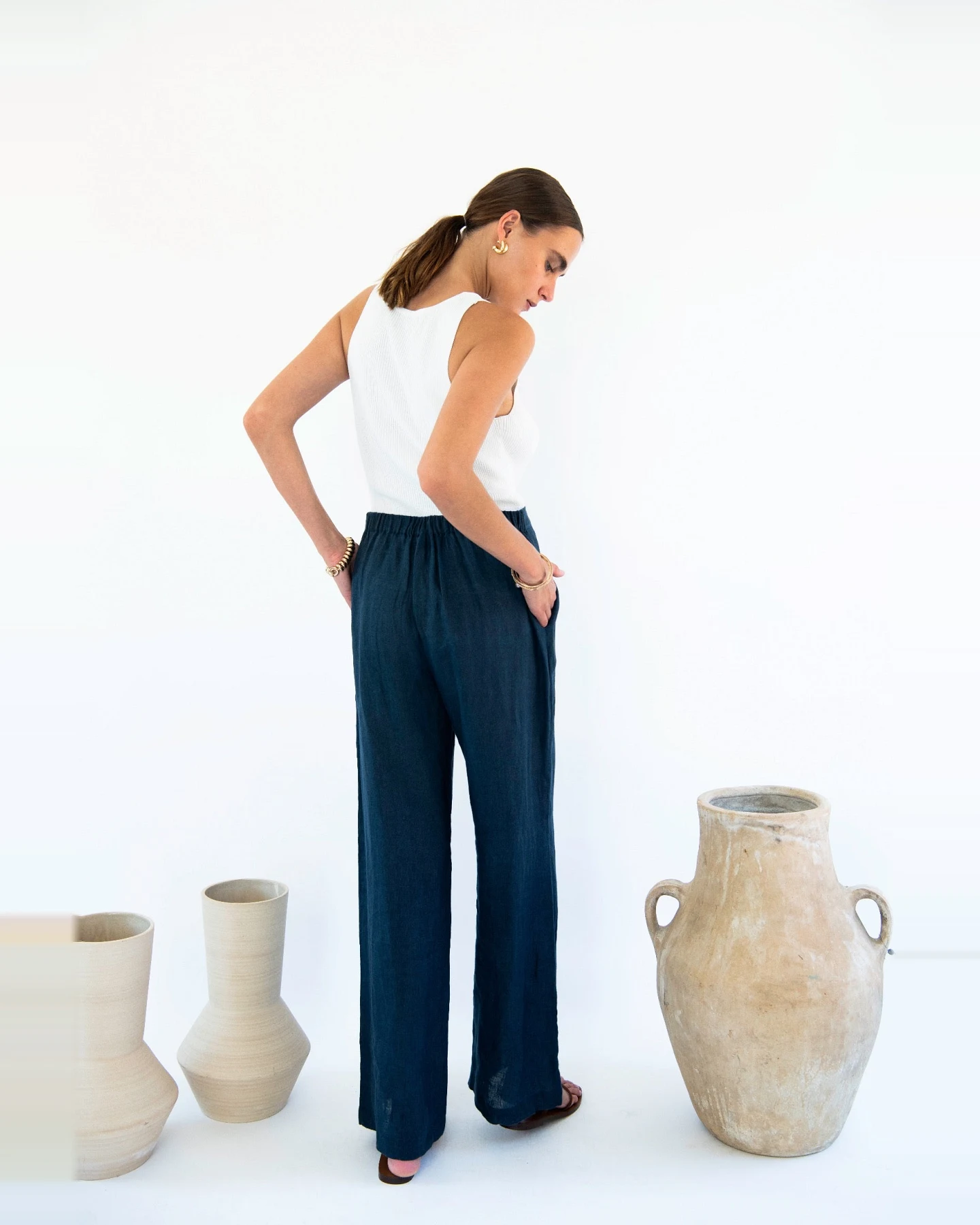Neu Nomads Damen vegan Hose Palazzo Cara Mitternacht – Ansicht 2