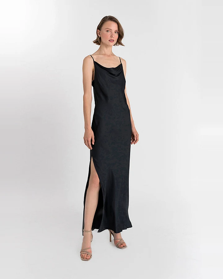 Neu Nomads Damen vegan Kleid Mit Rundhalsausschnitt Schwarz